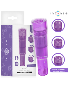 INTENSE KURT MINI MASSAGER WITH 4 INTERCHANGEABLE HEADS PURPLE