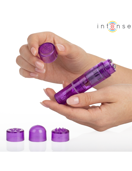 INTENSE KURT MINI MASSAGER WITH 4 INTERCHANGEABLE HEADS PURPLE