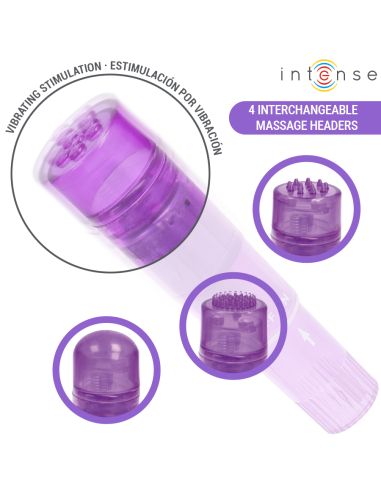 INTENSE KURT MINI MASSAGER WITH 4 INTERCHANGEABLE HEADS PURPLE