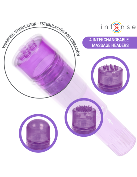 INTENSE KURT MINI MASSAGER WITH 4 INTERCHANGEABLE HEADS PURPLE