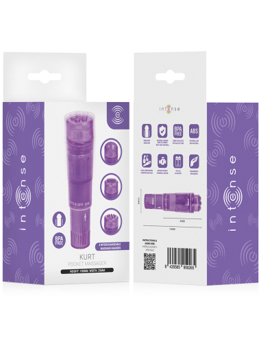 INTENSE KURT MINI MASSAGER WITH 4 INTERCHANGEABLE HEADS PURPLE