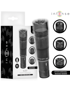 INTENSE KURT MINI MASSAGER WITH 4 INTERCHANGEABLE HEADS BLACK