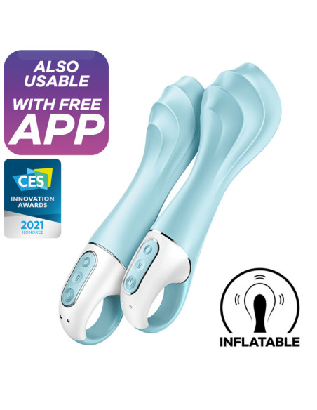 SATISFYER AIR PUMP VIBRATOR 5 VIBRADOR PUNTO G INFLABLE APP AZUL