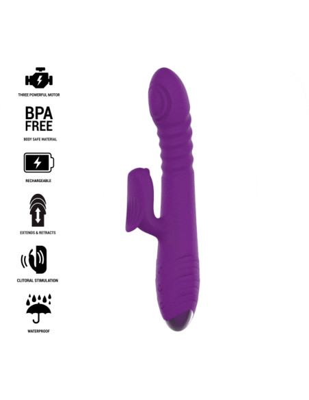 INTENSE IGGY VIBRADOR MULTIFUNCION RECARGABLE UP DOWN CON ESTIMULADOR DE CLITORIS MORADO