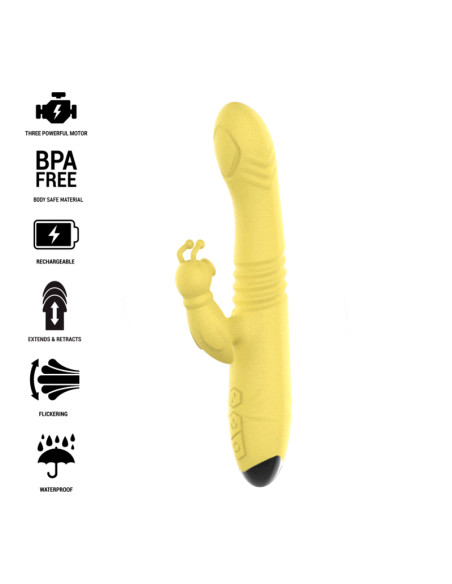 INTENSE TOKY VIBRADOR MULTIFUNCION RECARGABLE UP DOWN CON ESTIMULADOR DE CLITORIS AMARILLO