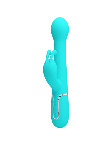 PRETTY LOVE DEJON VIBRADOR RABBIT 3 EN 1 MULTIFUNCION VERDE AGUA