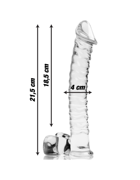 NEBULA SERIES BY IBIZA MODELO 23 DILDO CRISTAL BOROSILICATO TRANSPARENTE 215 CM O 4 CM