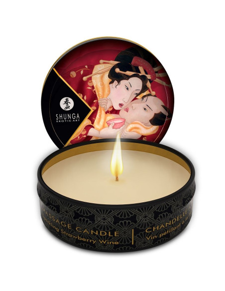 SHUNGA MINI CARESS BY CANDELIGHT VELA MASAJE FRESAS Y CAVA 30 ML