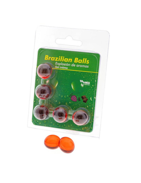 TALOKA BRAZILIAN BALLS GEL INTIMO FRESA CHOCOLATE 5 BOLAS