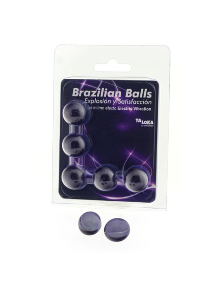 TALOKA BRAZILIAN BALLS GEL EXCITANTE EFECTO VIBRACION ELECTRICA 5 BOLAS