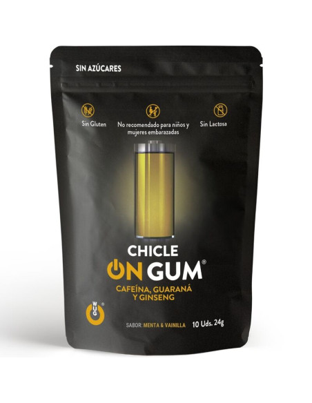 WUG GUM ON CHICLE CAFEINA GINSENG Y GUARANA 10 UNIDADES