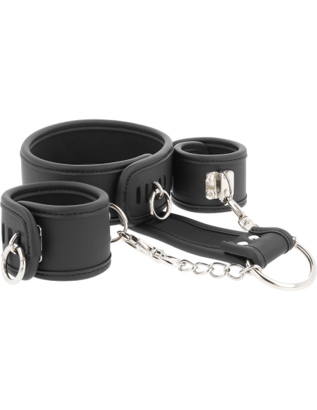 FETISH SUBMISSIVE COLLAR Y ESPOSAS CUERO VEGANO CON FORRO DE NOPRENO