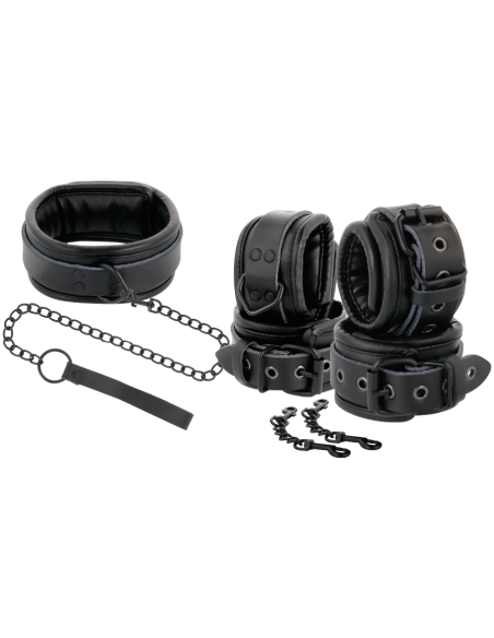 DARKNESS ESPOSAS Y COLLAR DE CUERO NEGRO