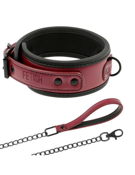 FETISH SUBMISSIVE DARK ROOM COLLAR CON CADENA CON FORRO DE NEOPRENO