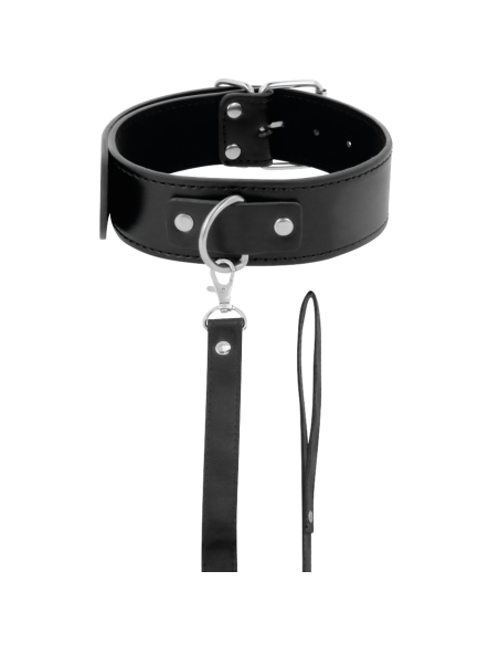 DARKNESS COLLAR DE POSTURA CON CADENA LEATHER