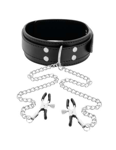 DARKNESS COLLAR CON PINZAS PARA PEZONES NEGRO
