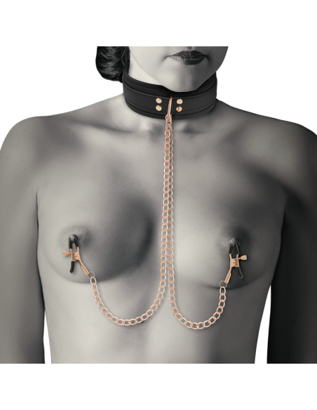 COQUETTE CHIC DESIRE FANTASY COLLAR CON PINZAS PEZONES CON FORRO DE NEOPRENO