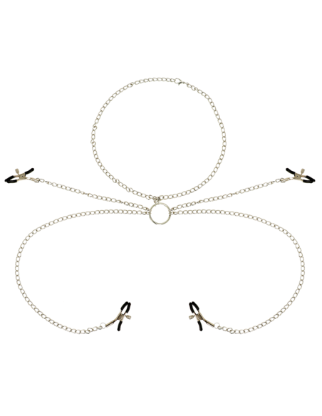 OHMAMA FETISH 4 PINZAS PEZONES CON COLLAR DE CADENAS
