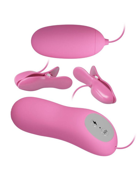PRETTY LOVE PINZAS CON VIBRACION Y ELETROSHOCK ROSA
