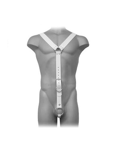 LEATHER BODY HARNESS MEN BLANCO