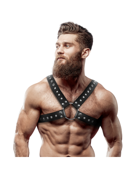 FETISH SUBMISSIVE ATTITUDE ARNES ECOPIEL PECHO CRUZADO CON TACHUELAS HOMBRE