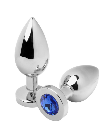 METAL HARD ANAL PLUG DIAMOND BLUE SMALL 571CM