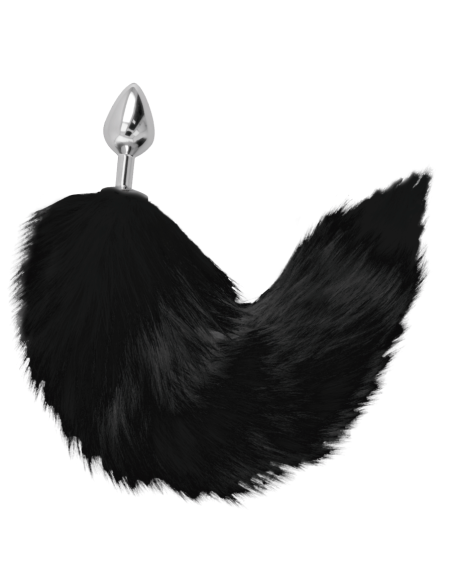 DARKNESS PLUG ANAL SILVER 8 CM CON COLA NEGRO