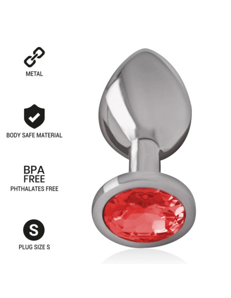 INTENSE PLUG ANAL METAL ALUMINIO CON CRISTAL ROJO TALLA S