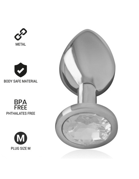 INTENSE PLUG ANAL METAL ALUMINIO CON CRISTAL PLATA TALLA M