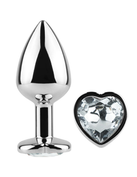 SECRETPLAY METAL BUTT PLUG CORAZON TRANSPARENTE TALLA S 7 CM