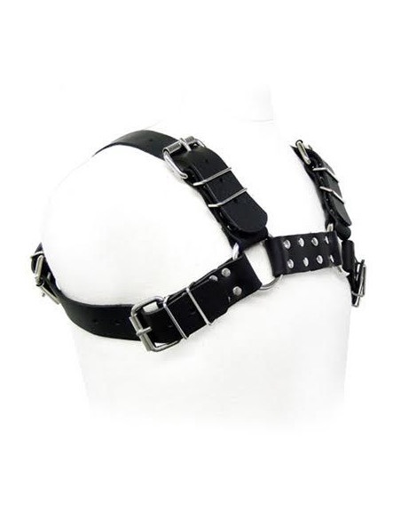 LEATHER BODY BLACK BULL DOG HARNESS