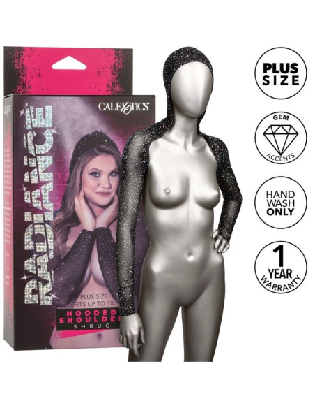 CALEXOTICS RADIANCE ENCOGIMIENTO DE HOMBROS CON CAPUCHA PEDRERIA TALLA GRANDE