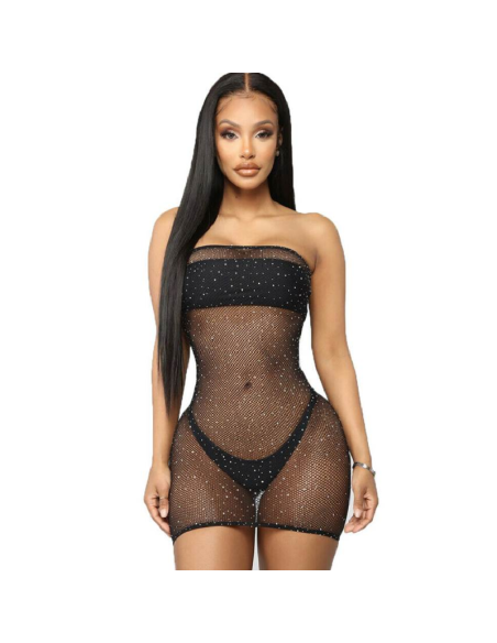 QUEEN LINGERIE VESTIDO CUERPO DE RED CON BRILLANTES S L