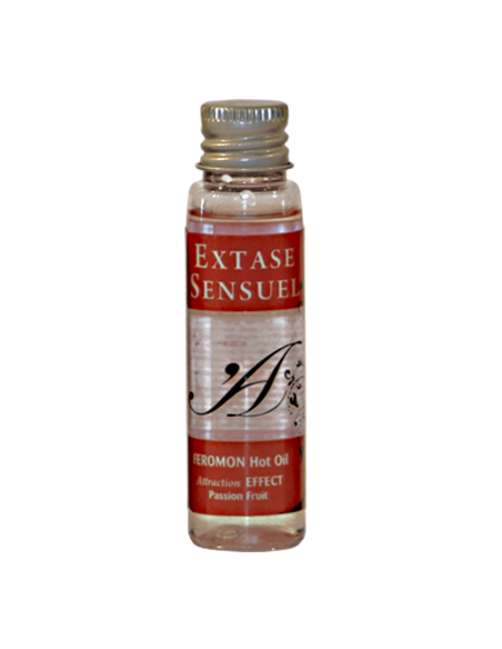 EXTASE SENSUAL ACEITE MASAJE EFECTO CALOR CON FEROMONAS FRUTA DE LA PASION VIAJE 35 ML