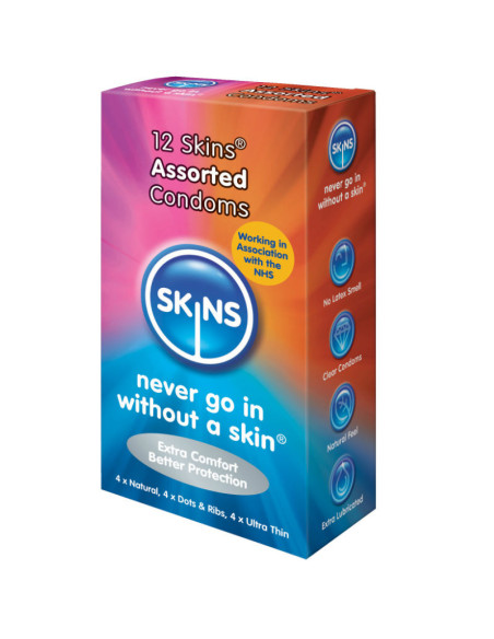 SKINS PRESERVATIVOS NATURAL FINO PUNTOS ESTRIAS 12 UDS