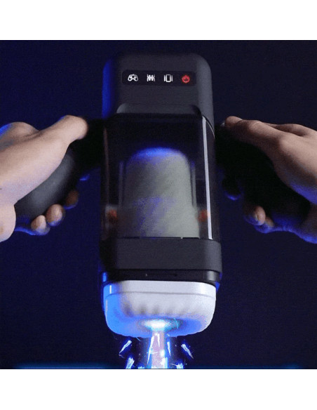 GAME CUP MASTURBADOR MASCULINO CON VIBRACION Y FUNCION CALOR CON SOPORTE PARA MOVILES NEGRO