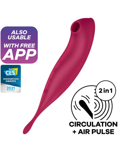 SATISFYER TWIRLING PRO ESTIMULADOR Y VIBRADOR APP ROJO