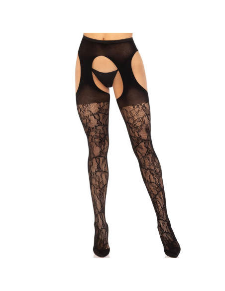 LEG AVENUE MEDIAS DE LIGUERO ENCAJE NEGRO