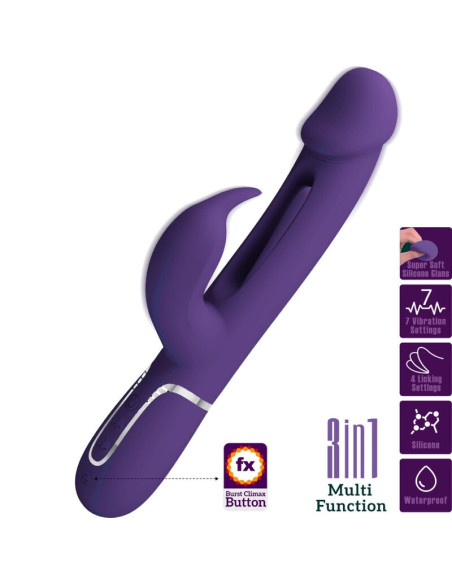 PRETTY LOVE KAMPAS VIBRADOR RABBIT 3 EN 1 MULTIFUNCION CON LENGUA VIOLETA