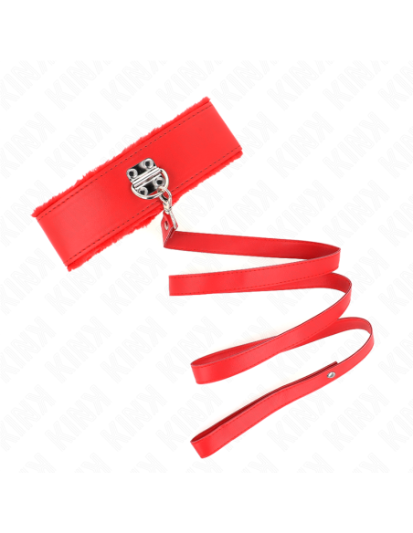 KINK COLLAR CON CORREA 116 CM CON TACHUELAS PLATEADAS MODELO 4 ROJO AJUSTABLE 40 48 CM X 6 CM