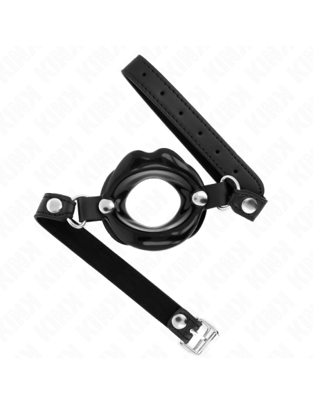 KINK MORDAZA LABIAL 8 CM CON CORREA DE POLIPIEL NEGRO 63 x 2 CM AJUSTABLE 39 58 CM