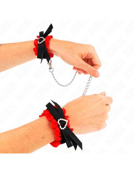 KINK MUAEQUERAS ELASTICAS DE ENCAJE CON DETALLE CORAZAN ROJO AJUSTABLE 22 35 CM
