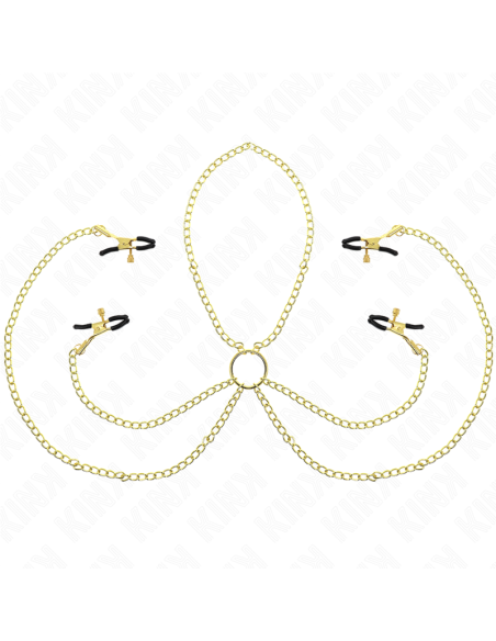 KINK PINZAS PARA PEZONES Y CLATORIS 4 ENGANCHES AJUSTABLE DORADO