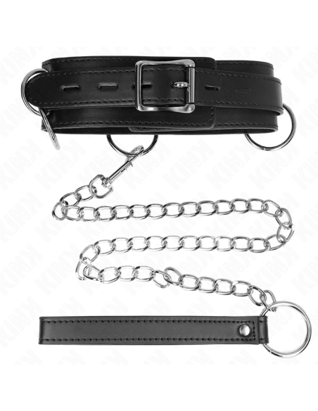 KINK COLLAR CON CORREA 80 CM ESCLAVITUD 3 ANILLOS 53 X 5 CM