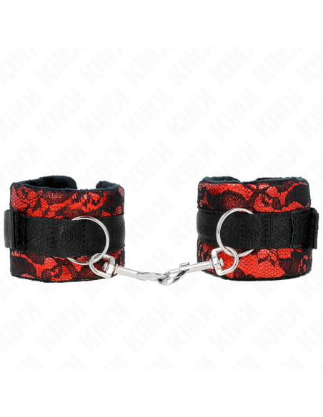 KINK MUAEQUERAS CORTAS DE ENCAJE TERCIOPELO Y UNIAN DE NYLON ROJO NEGRO 23 X 65 CM