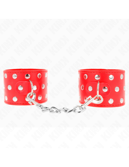 KINK MUAEQUERAS CON CIERRE A PRESIAN LLENO DE TACHUELAS AJUSTABLE ROJO 19 24 CM X 55 CM