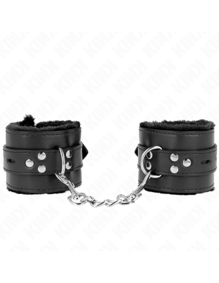 KINK MUAEQUERAS FORRADAS CON AGUJEROS CUADRADOS NEGRO Y CORREA NEGRO AJUSTABLE 17 29 CM X 6 CM