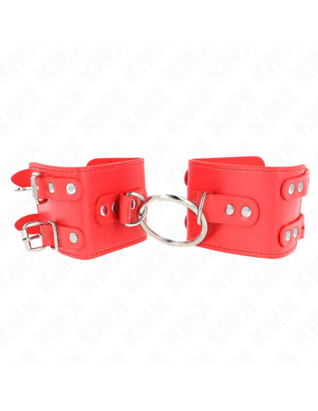 KINK MUAEQUERAS FIJAS CON ANILLA Y TACHUELAS ROJO AJUSTABLE 17 22 CM X 65 CM