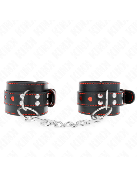KINK MUAEQUERAS NEGRO CON INCRUSTACIAN DE CORAZAN ROJO AJUSTABLE 21 28 CM X 55 CM