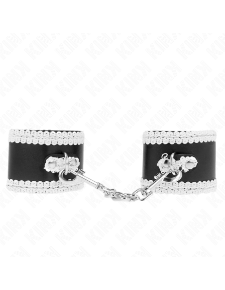 KINK MUAEQUERAS NEGRO CON ENCAJE DECORATIVO BLANCO AJUSTABLE 20 23 CM X 55 CM
